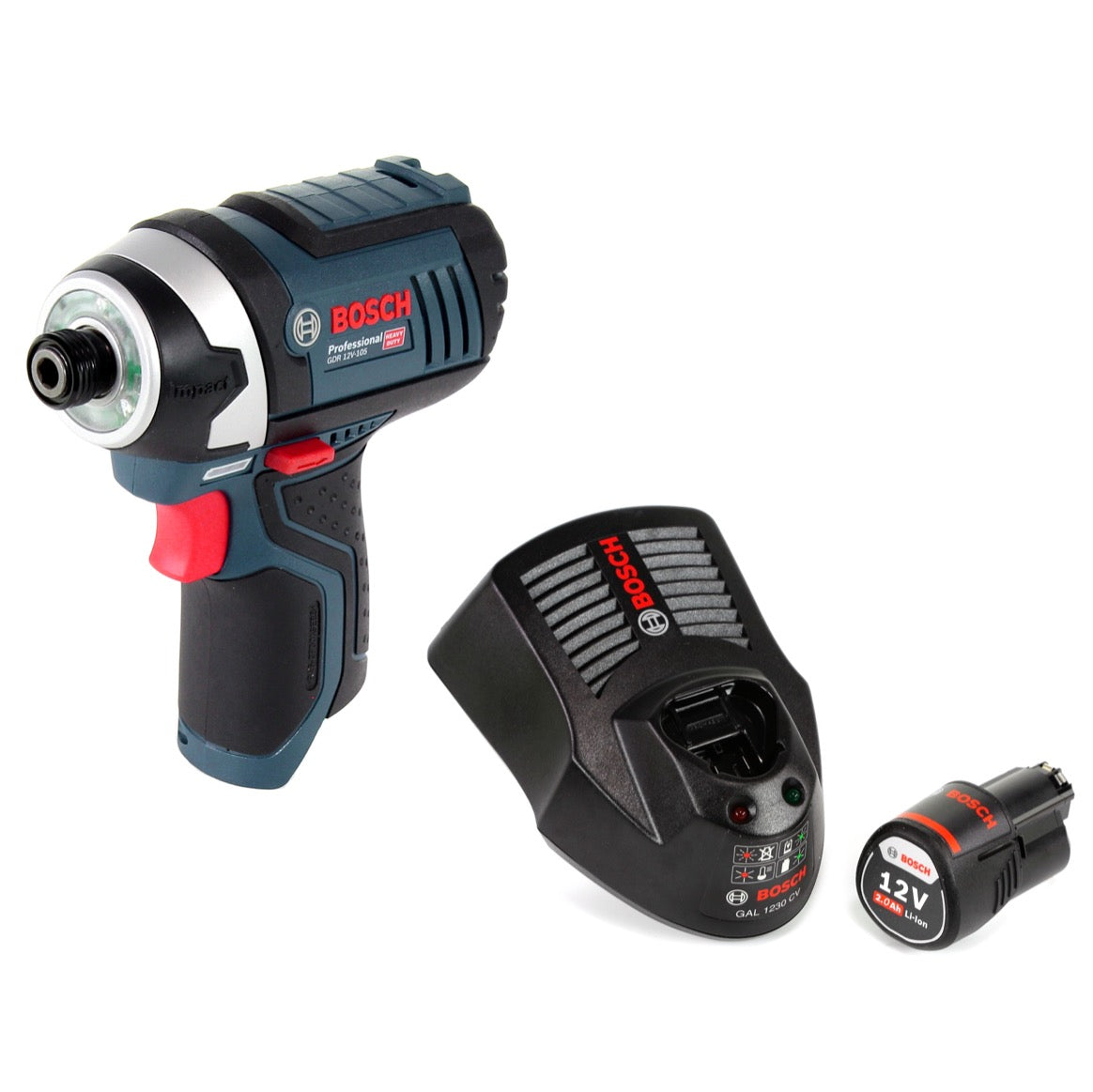 Bosch GDR 12V-105 Akku Drehschlagschrauber 12V 1/4" 105Nm + 1x Akku 2,0Ah + Schnellladegerät - Toolbrothers