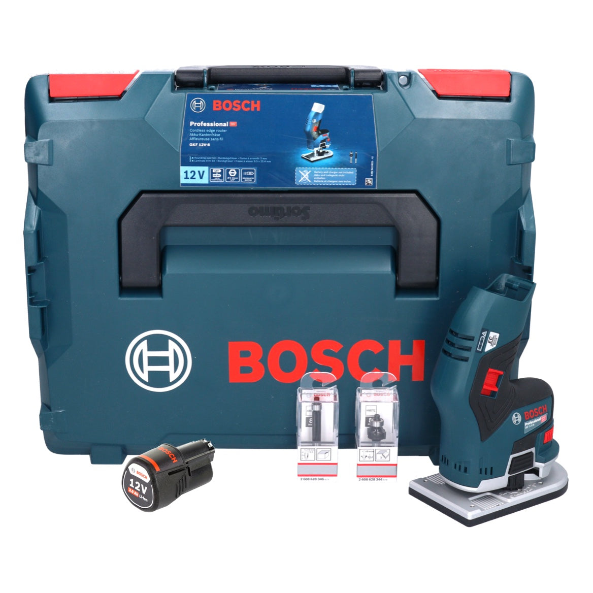 Bosch GKF 12V-8 Professional Akku Kantenfräse 12 V + 1x Akku 3,0 Ah + L-Boxx - ohne Ladegerät