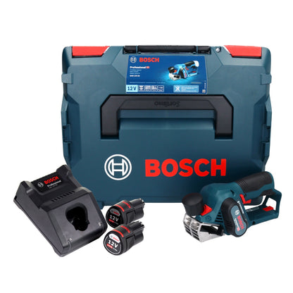 Bosch GHO 12V-20 Professional Akku Hobel 12 V Brushless ( 06015A7001 ) + 2x Akku 3,0 Ah + Ladegerät + L-Boxx - Toolbrothers