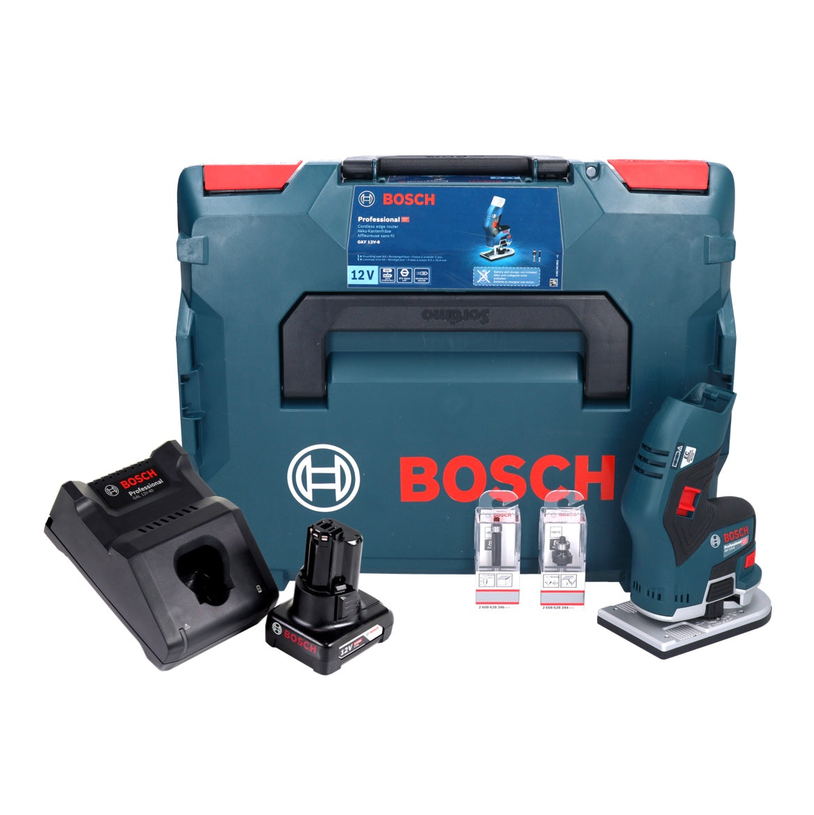 Bosch GKF 12V-8 Professional Akku Kantenfräse 12V + 1x Akku 6,0 Ah + Ladegerät + L-Boxx