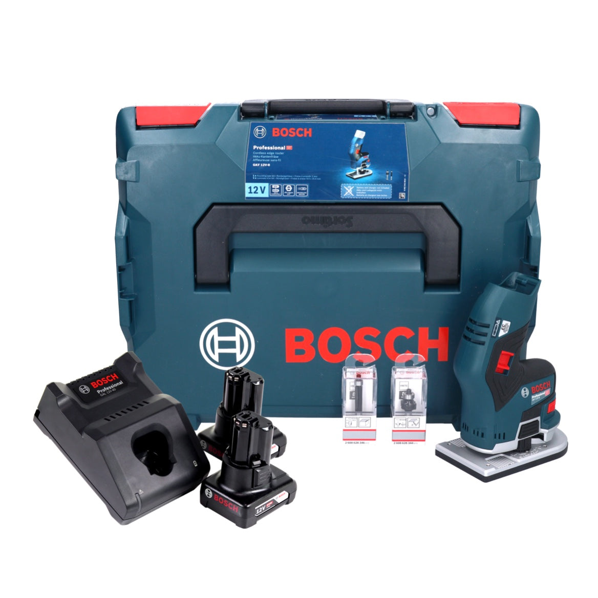 Bosch GKF 12V-8 Professional Akku Kantenfräse 12V + 2x Akku 6,0 Ah + Ladegerät + L-Boxx - Toolbrothers