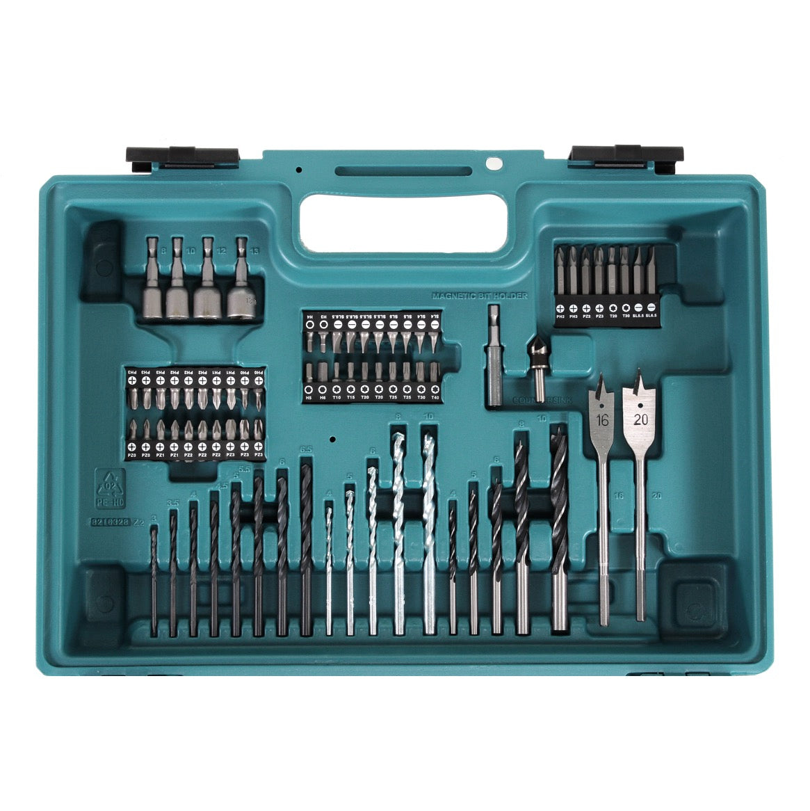 Makita HP 457 DWE 18 V Akku Schlagbohrschrauber + 2 x 1,3 Ah Akku + Ladegerät + 74 tlg. Zubehör Set im Werkzeugkoffer - Toolbrothers