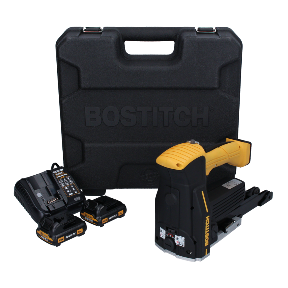 Bostitch DSA-3522-E Akku Kartonverschlusshefter Karton Tacker 12 V + 2x Akku 2,0 Ah + Ladegerät + Koffer - Toolbrothers