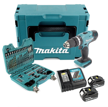 Makita DHP 453 RMJ Akku Schlagbohrschrauber 18 V 42 Nm + 2x 4,0 Ah Akku + Ladegerät + 101 tlg. Bit- & Bohrer Set + Makpac - Toolbrothers