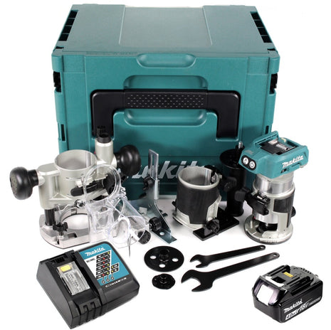 Makita DRT 50 RM1J X2 18 V Li-Ion Akku Brushless Multifunktionsfräse im Makpac inkl. Fräsmodule + 1x 4,0 Akku + Ladegerät - Toolbrothers