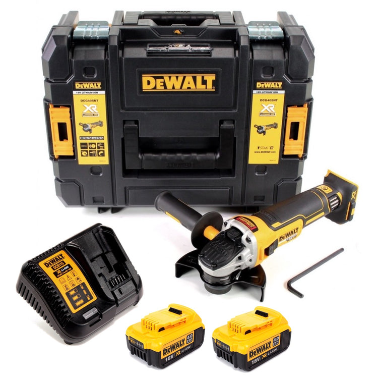 DeWalt DCG 405 M2 Akku Winkelschleifer 18V 125mm Brushless + 2x Akku 4,0Ah + Ladegerät + TSTAK - Toolbrothers