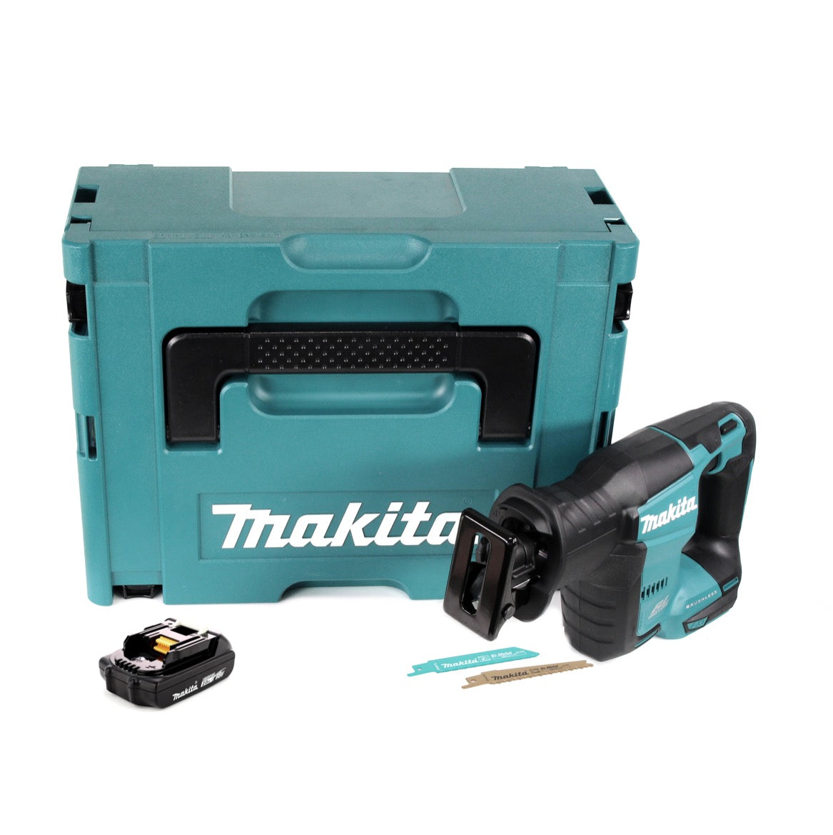 Makita DJR 188 A1J Akku Reciprosäge Säbelsäge 18 V Brushless + 1x Akku 2,0 Ah + Makpac - ohne Ladegerät - Toolbrothers