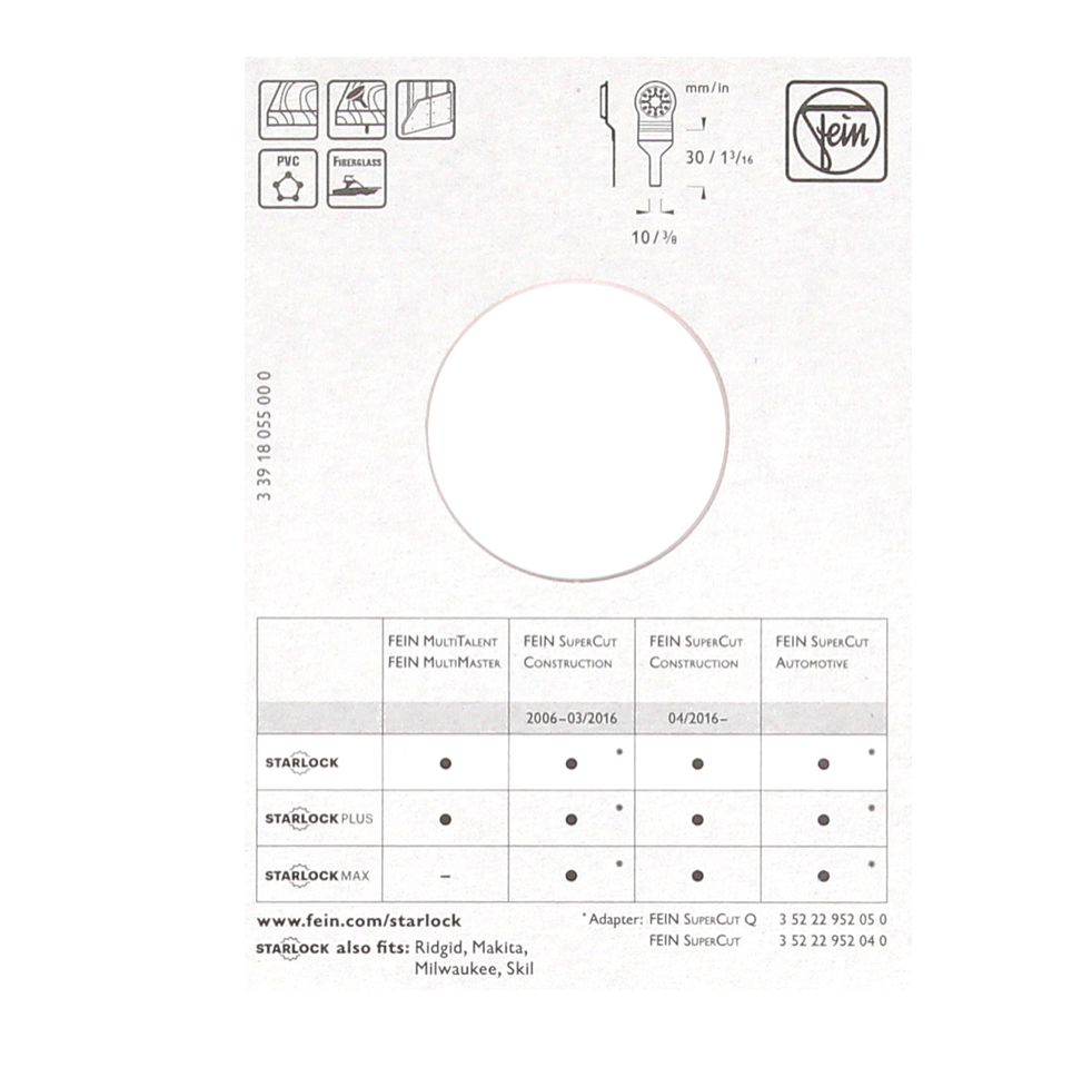 FEIN Long-Life E-Cut Starlock Sägeblatt 3 Stk. 30 x 10 mm  ( 63502184220 ) BI-Metall - Toolbrothers