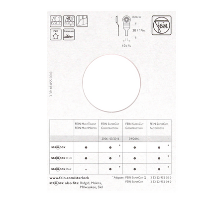 FEIN Long-Life E-Cut Starlock Sägeblatt 3 Stk. 30 x 10 mm  ( 63502184220 ) BI-Metall - Toolbrothers