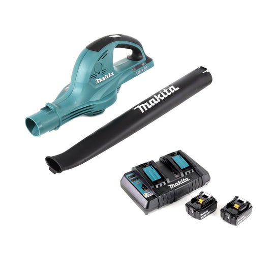 Makita DUB 361 PT 2x 18 V / 36 V Akku Laubbläser Gebläse + 2x Makita BL 1850 5 Ah / 5000 mAh Akku + Makita DC 18 RD 2-fach Ladegerät - Toolbrothers