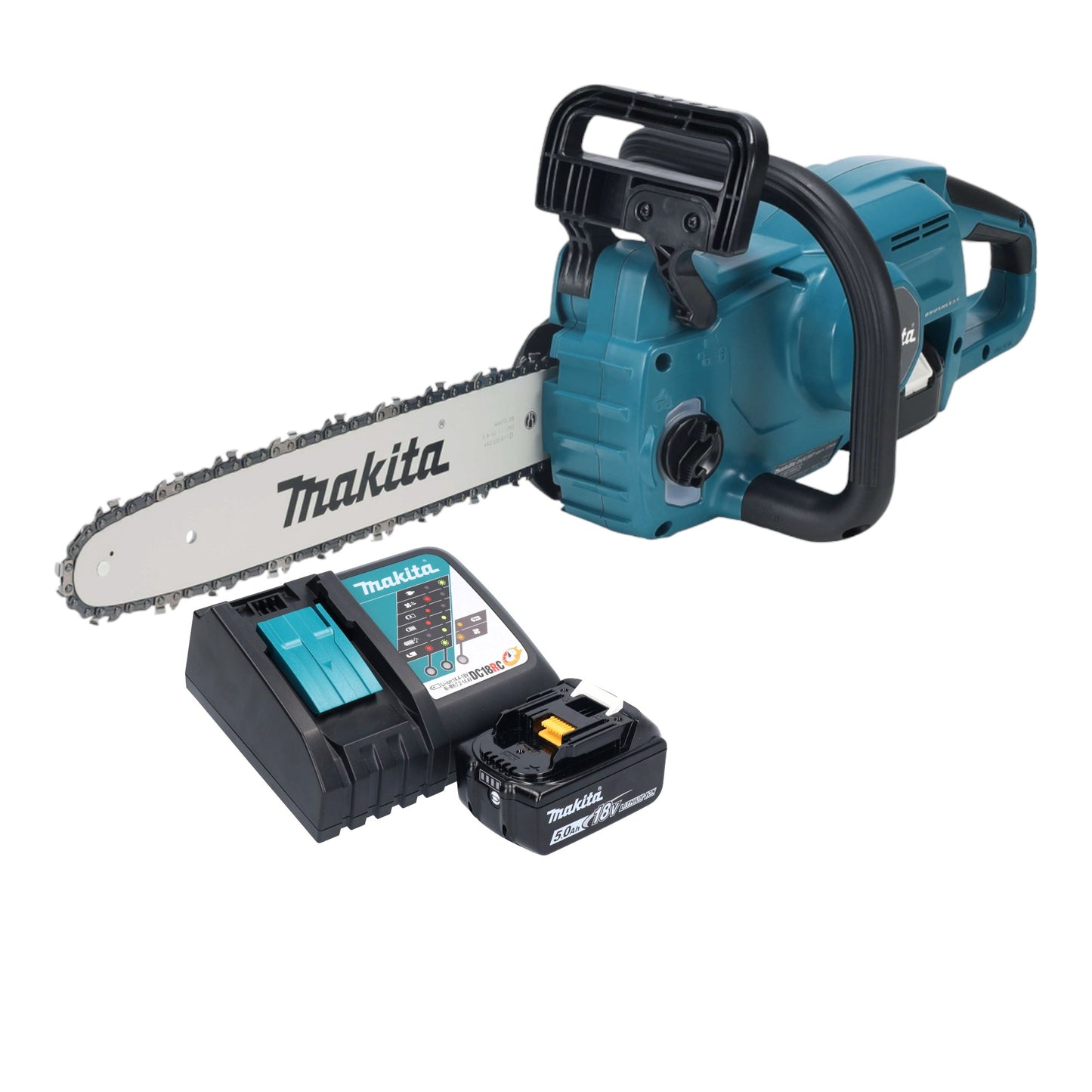 Tronçonneuse à batterie Makita DUC 357 RTX3 18 V 35 cm sans balai + 1x batterie 5,0 Ah + chargeur