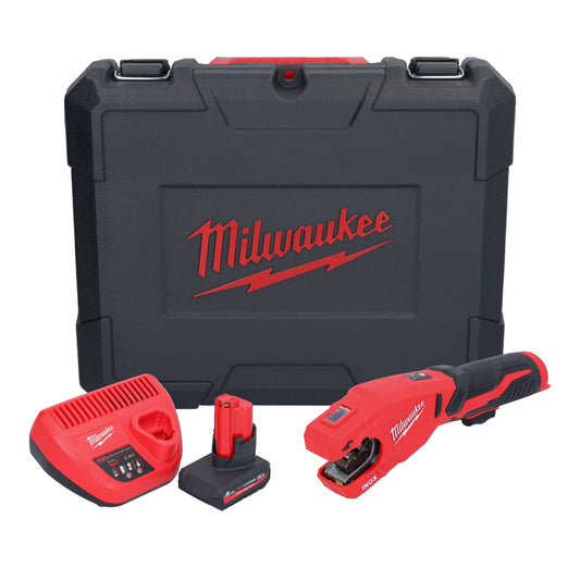 Milwaukee M12 PCSS-501C Akku Edelstahl Rohrabschneider 12 V 12 - 28 mm + 1x Akku 5,0 Ah + Ladegerät + Koffer