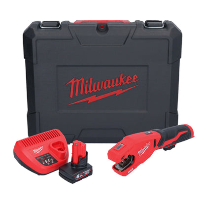 Coupe-tube en acier inoxydable sur batterie Milwaukee M12 PCSS-601C 12 V 12 - 28 mm + 1x batterie 6,0 Ah + chargeur + mallette