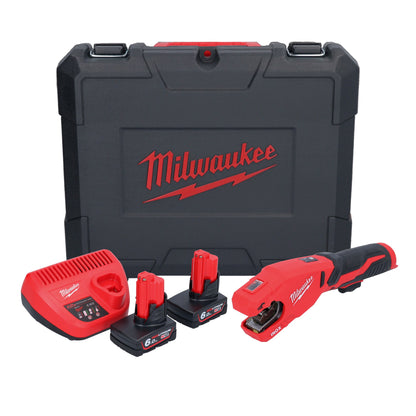 Milwaukee M12 PCSS-602C Akku Edelstahl Rohrabschneider 12 V 12 - 28 mm + 2x Akku 6,0 Ah + Ladegerät + Koffer