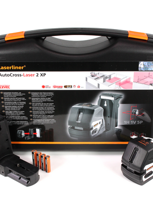 Laserliner AutoCross-Laser 2 XP selbstnivellierend Klasse 2, 2 mm auf 10 m Rot im Transportkoffer + magnetische Wandhalterung ( 060.101A ) - Toolbrothers