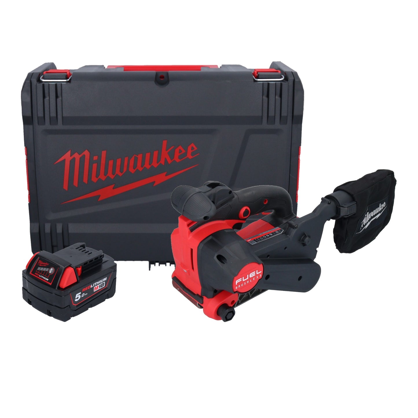 Ponceuse à bande sans fil Milwaukee M18 FBTS75-501X 18 V 75 x 457 mm sans balais + 1x batterie 5,0 Ah + boîtier HD - sans chargeur