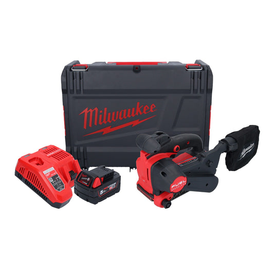 Milwaukee M18 FBTS75-501X Akku Bandschleifer 18 V 75 x 457 mm Brushless + 1x Akku 5,0 Ah + Ladegerät + HD Box