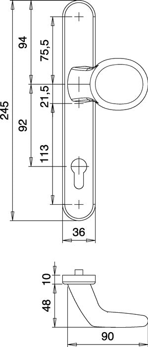 Jeu de portes profilées EDI Kronos 1300/K22/035 aluminium F12 (3000200029)