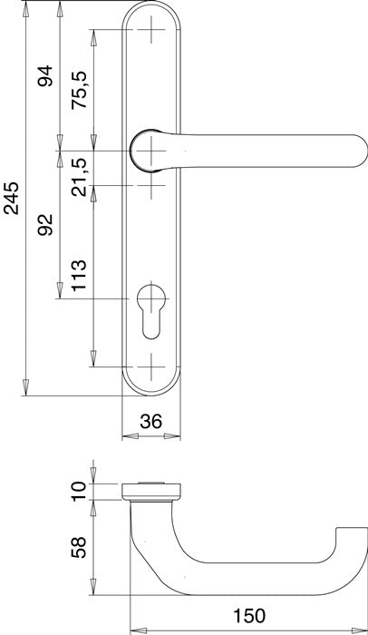 Jeu de portes profilées EDI Kronos 1300/K22/035 aluminium F12 (3000200029)