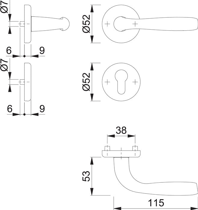 Jeu de rosaces HOPPE Maribor 1766 / 17KV/17KVS aluminium F1 (3000203145)