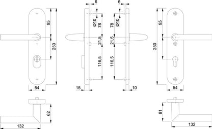 HOPPE Schutzgarnitur Stockholm 1140/3332ZA/3410 Aluminium F1 ( 3000209131 )