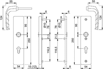 HOPPE kit de protection Birmingham 1117/2221A/2440 aluminium F4 (3000250679)