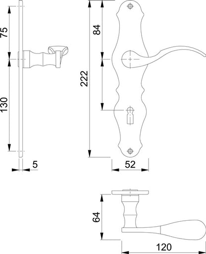 HOPPE Langschildgarnitur Weimar M112SLN/2007 Messing F73 ( 3000253093 )