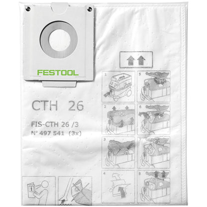 Festool FIS-CTH 26/3 sac filtrant de sécurité 24 l classe de poussière H 6 pièces (2x 497541) pour aspirateur mobile CTH 26