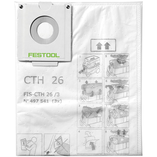 Festool FIS-CTH 26/3 Sicherheitsfiltersack 24 l Staubklasse H 6 Stk. ( 2x 497541 ) für Absaugmobil CTH 26