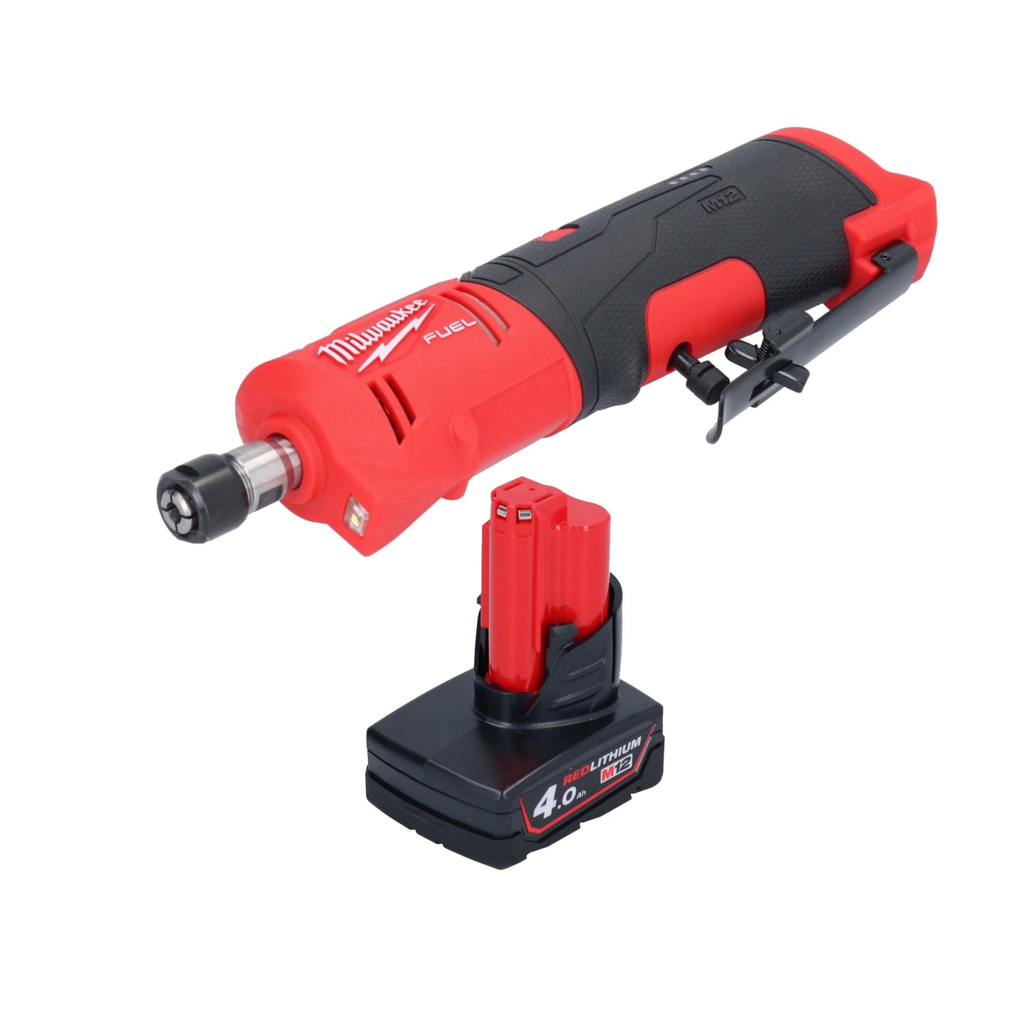 Meuleuse droite à batterie Milwaukee M12 FDGS-401 12 V 6 / 8 mm sans balais + 1x batterie 4,0 Ah - sans chargeur