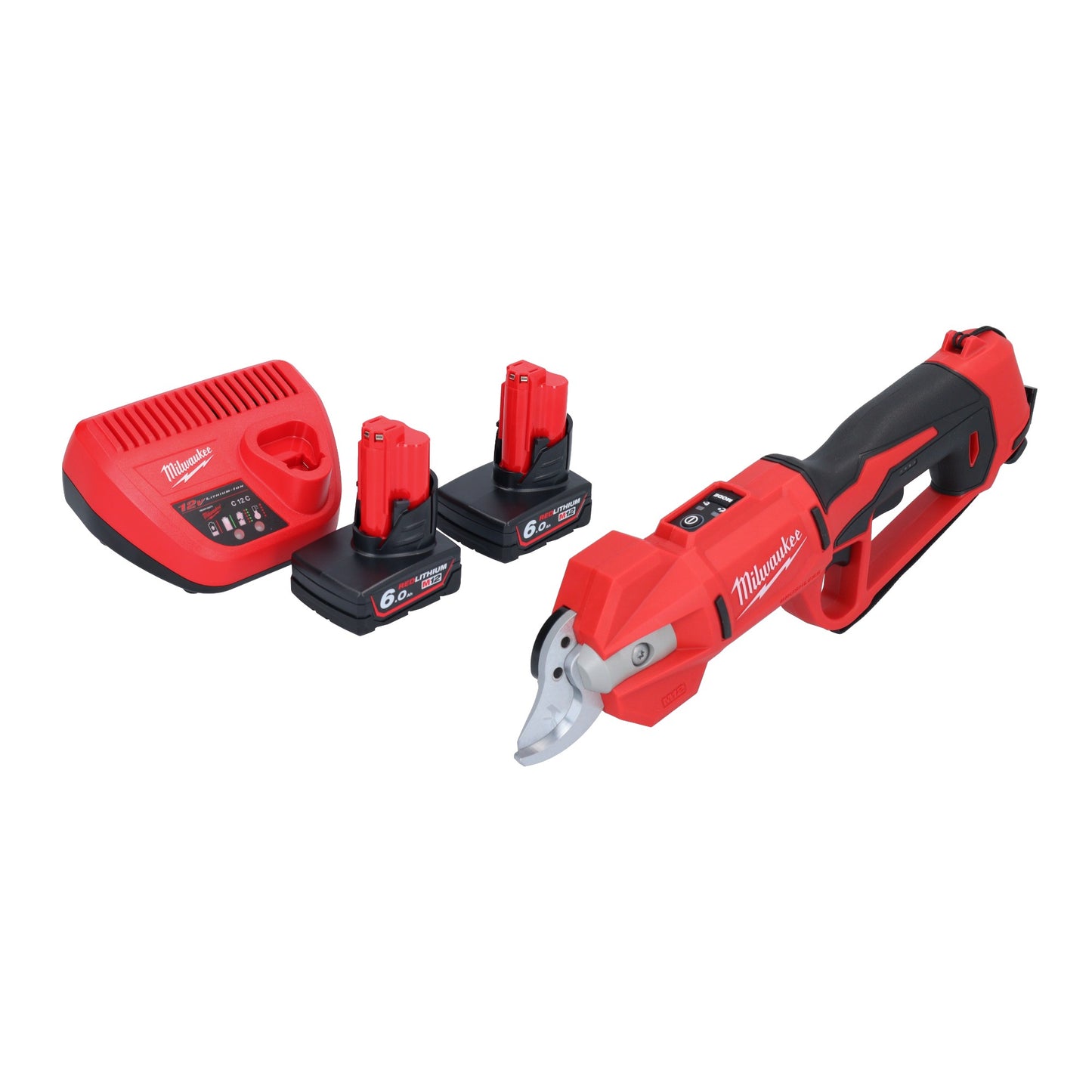 Milwaukee M12 BLPRS-602 Akku Astschere 12 V 32 mm + 2x Akku 6,0 Ah + Ladegerät