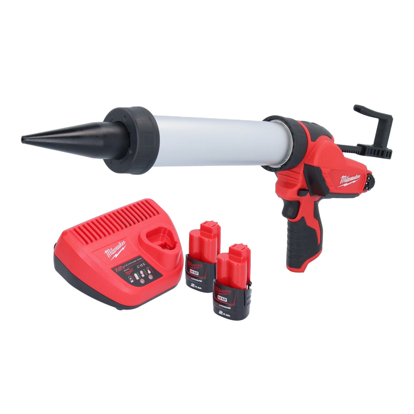 Pistolet à cartouche de batterie Milwaukee M12 PCG/400A-202 12 V 400 ml + 2x batteries 2,0 Ah + chargeur