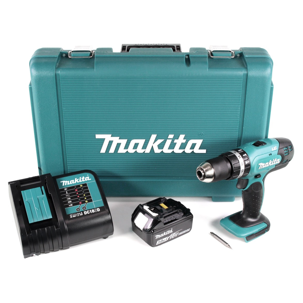 Makita DHP 453 SF 18 V Li-Ion Akku Schlagbohrschrauber in Kunststoffkoffer mit 1x BL 1830 3,0 Ah Akku + DC18SD Ladegerät - Toolbrothers