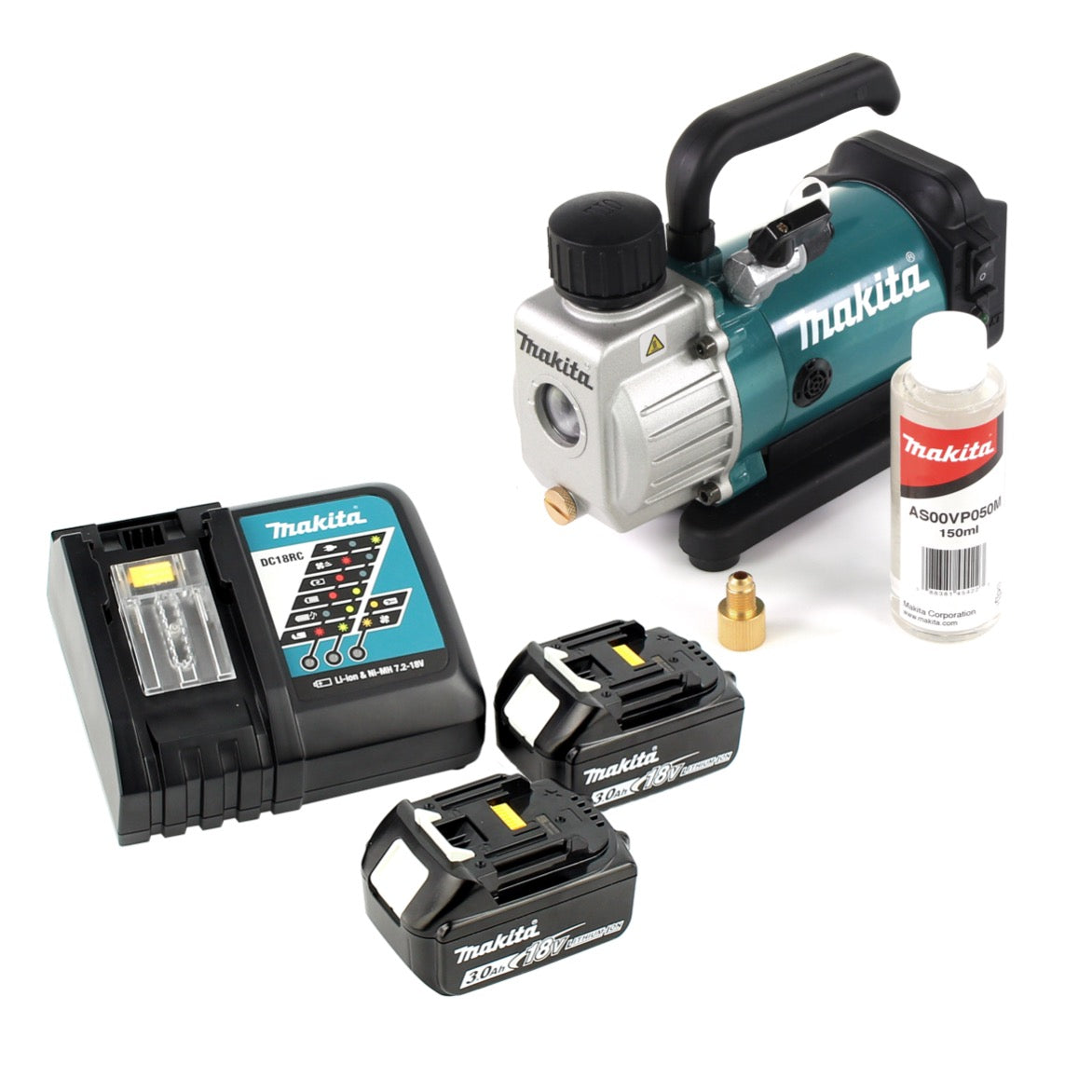 Makita DVP 180 RF 18V Akku Vakuumpumpe + 2x BL 1830 3,0 Ah Akku + DC 18 RC Ladegerät - Toolbrothers