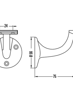 HERMETA support de main courante 3507 aluminium anodisé argent (3000283336)