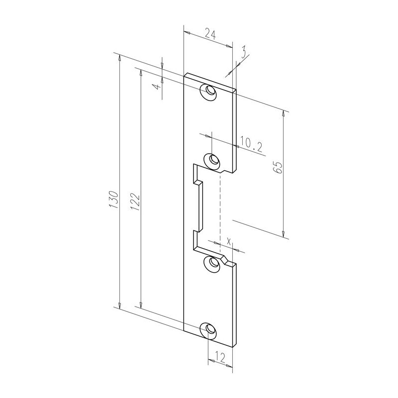 ASSA ABLOY Flachschließblech 096 Edelstahl matt käntig ( 3324034004 )