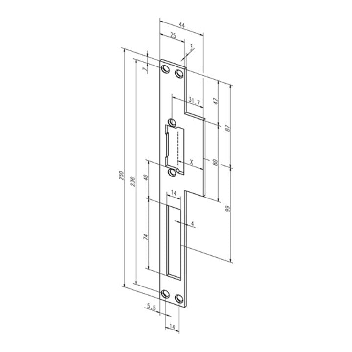 ASSA ABLOY Lappenschließblech 14C käntig ( 3324034032 )