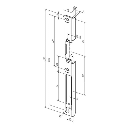 ASSA ABLOY Winkelschließblech 63 B Edelstahl ( 3324034050 )