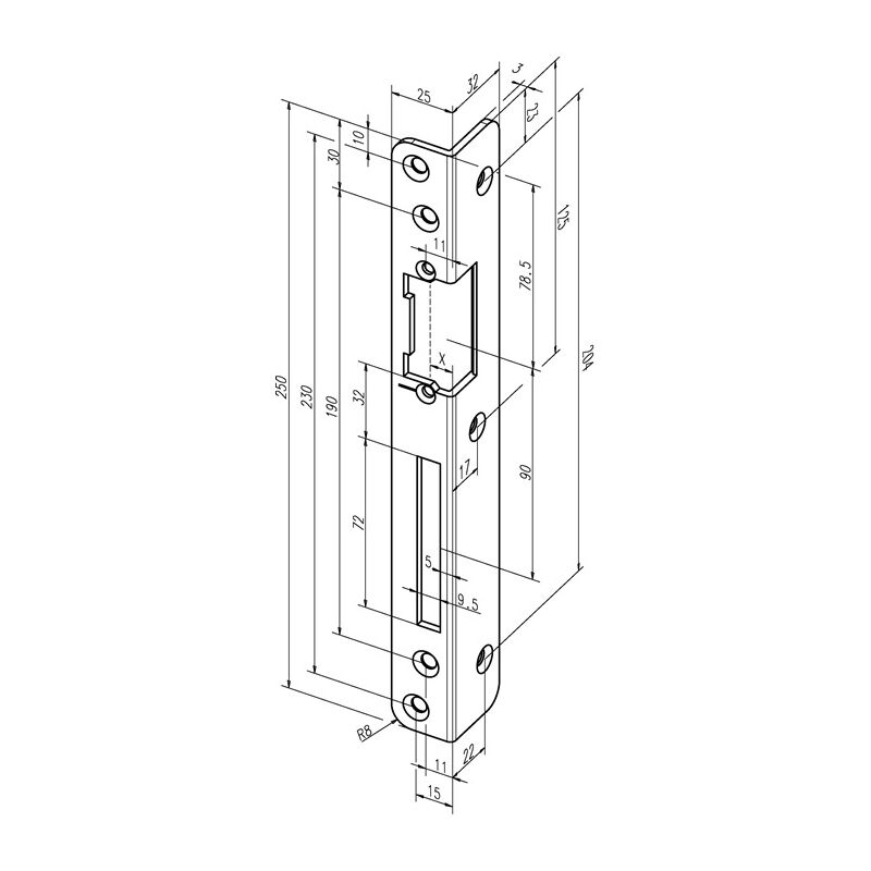 ASSA ABLOY Sicherheits-Winkelschließblech 069 Stärke 3 mm ( 3324034072 )