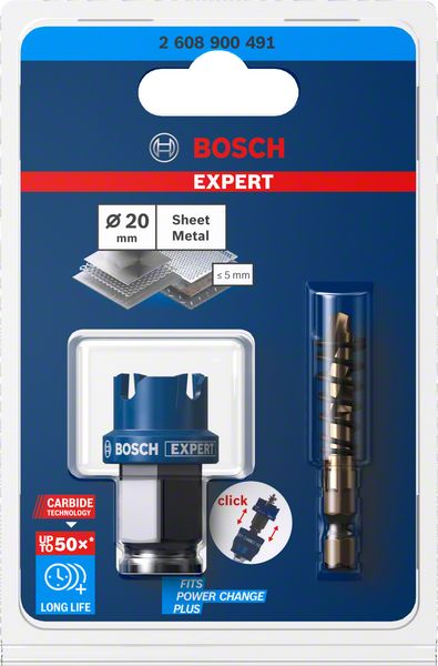 Scie cloche BOSCH Expert Scie à tôle diamètre 20 mm profondeur de coupe 5 mm (4000800268)