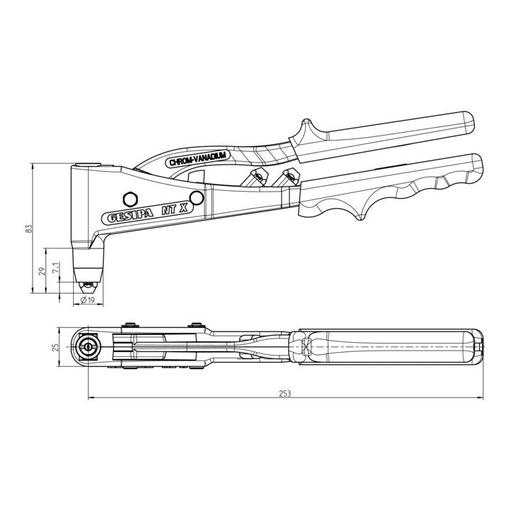 GESIPA Handblindnietsetzgerät NTX Länge 260 mm ( 4000813032 )