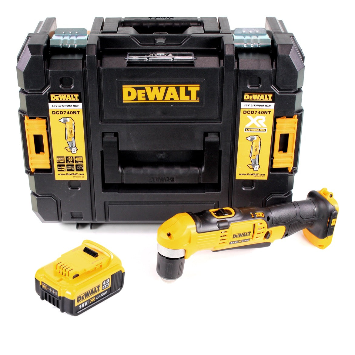 Dewalt DCD 740 NT Akku Winkelbohrmaschine 18V 33Nm + 1x 4,0Ah Akku + TSTAK - ohne Ladegerät - Toolbrothers