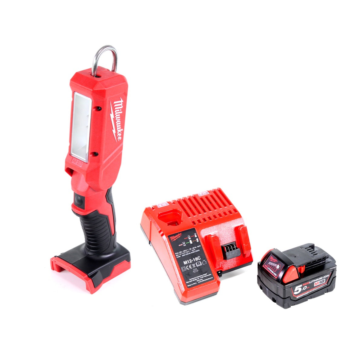 Milwaukee M18 IL-501C Akku Inspektionsleuchte mit 300 Lumen Solo + 1x 5,0 Ah Akku + Universal Ladegerät - Toolbrothers