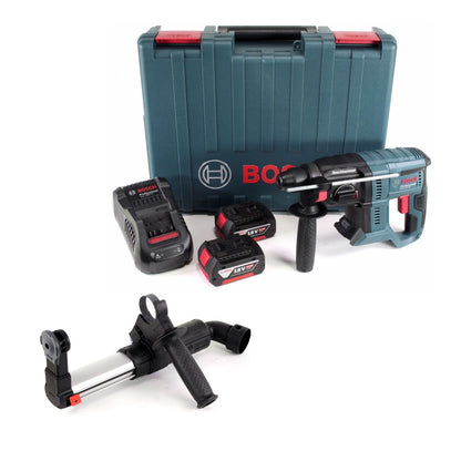 Bosch GBH 18V-20 Professional Akku Bohrhammer mit SDS-plus + 2 x 6 Ah Akku + Ladegerät in Transportbox + Bosch GDE 16 Staubabsaugsystem - Toolbrothers