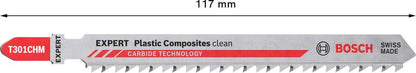 BOSCH Stichsägeblatt Plastic Composites T301CHM Gesamtlänge 117 mm ( 4000837478 )