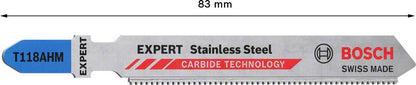 BOSCH Stichsägeblatt Stainless Steel T 118 AHM Gesamtlänge 83 mm ( 4000837481 )