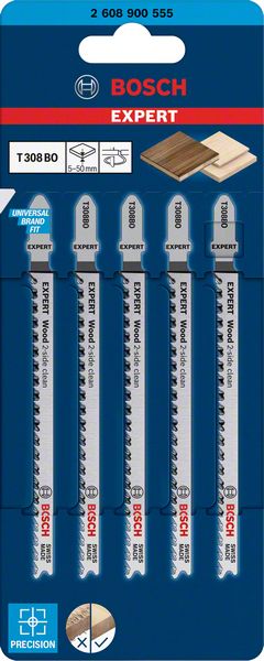 BOSCH Stichsägeblatt Wood 2-side clean T 308 BO Gesamtlänge 117 mm ( 4000837529 )