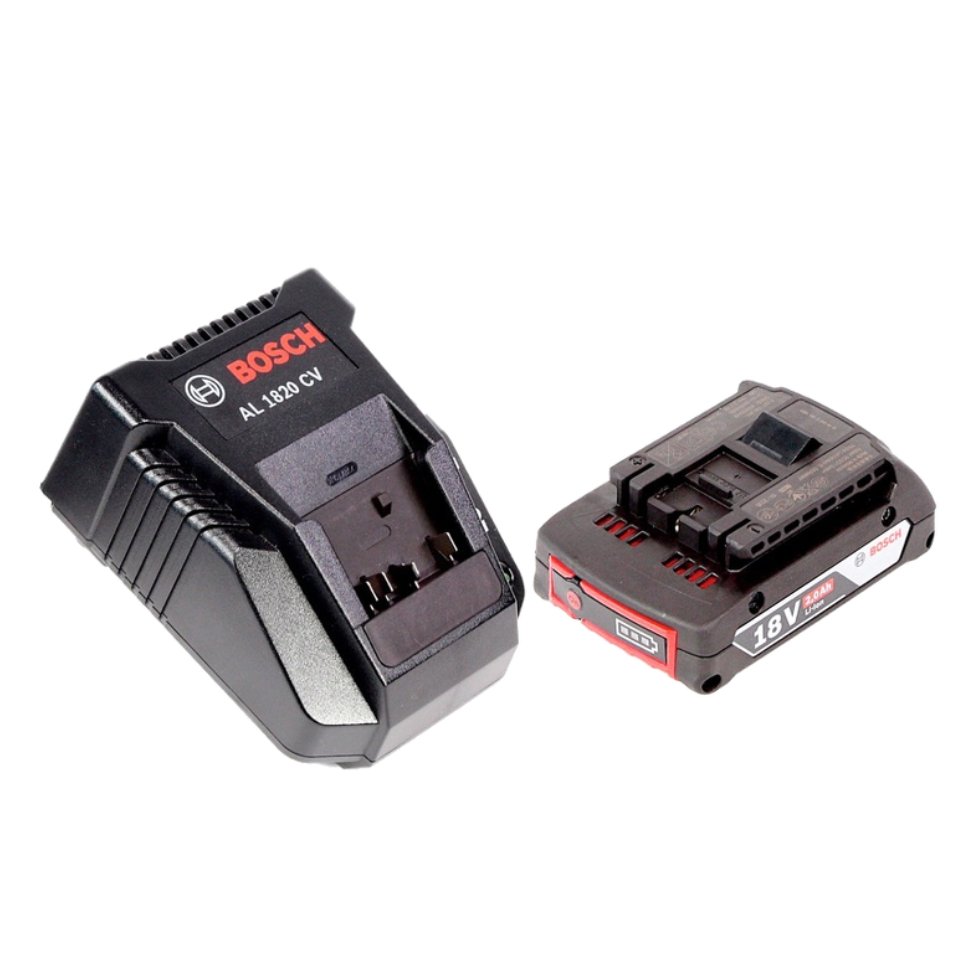 Bosch GSB 18-2-Li Plus Schlagbohrschrauber Professional 18 V im Koffer + 1x GBA 2,0 Ah Akku + Bosch AL 1820 CV Schnellladegerät + Bosch 32 teiliges Bit Set + Bosch USB Ladegerät Adapter für 18V Akkus - Toolbrothers