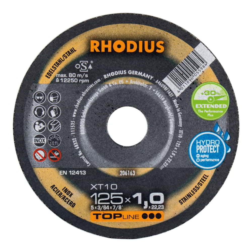 Disque à tronçonner RHODIUS XT10 D125x1mm droit (4000841293)