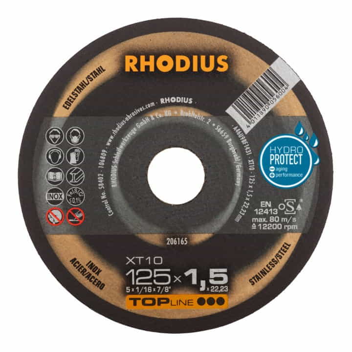 Disque à tronçonner RHODIUS XT10 D125x1,5mm droit (4000841295)